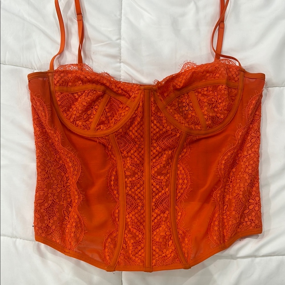 Women's Orange Lace Bustier